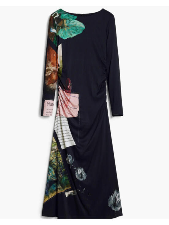 Desigual Dresses & Skirts - NEW, Desigual Mix Print Long Sleeve Midi Dress in Black Sz S #MD1697